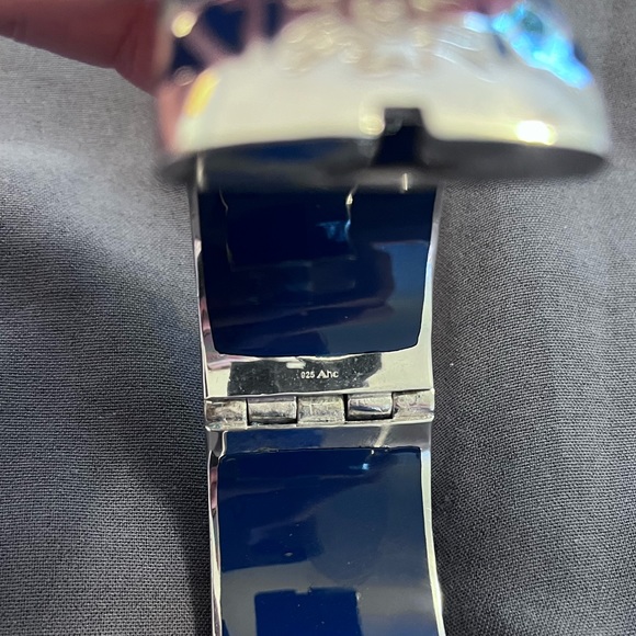 AHC Large Acrylic Bracelet; blue and silver - Picture 2 of 3